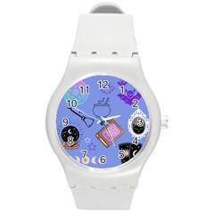 Pastel Goth Witch Blue Round Plastic Sport Watch (m) by NerdySparkleGoth