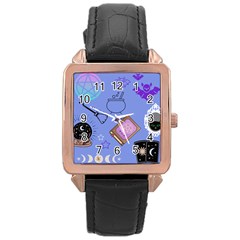 Pastel Goth Witch Blue Rose Gold Leather Watch  by NerdySparkleGoth