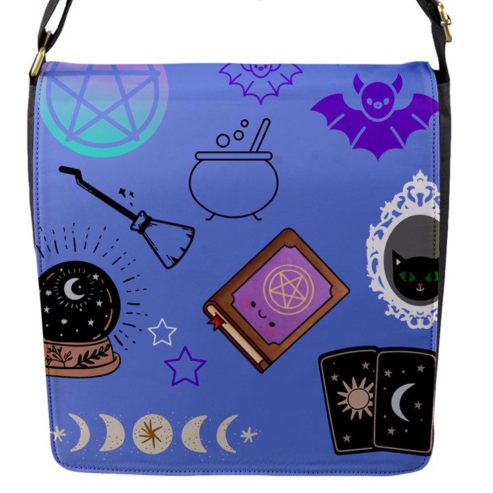 Pastel Goth Witch Blue Flap Closure Messenger Bag (S)