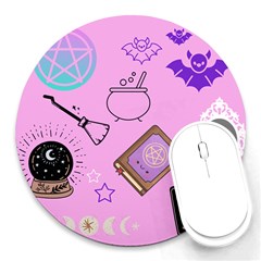 Pastel Goth Witch Pink Round Mousepads by NerdySparkleGoth