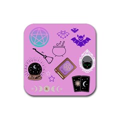 Pastel Goth Witch Pink Rubber Coaster (square) by NerdySparkleGoth