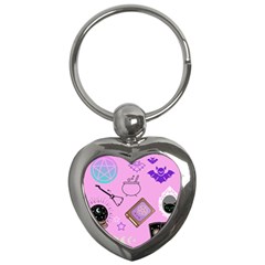 Pastel Goth Witch Pink Key Chain (heart) by NerdySparkleGoth