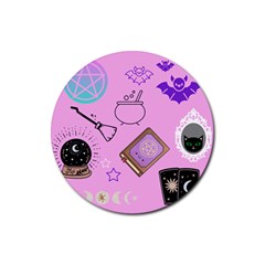 Pastel Goth Witch Pink Rubber Round Coaster (4 Pack) by NerdySparkleGoth