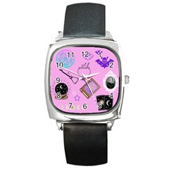 Pastel Goth Witch Pink Square Metal Watch by NerdySparkleGoth