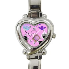 Pastel Goth Witch Pink Heart Italian Charm Watch by NerdySparkleGoth