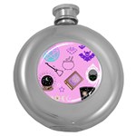 Pastel Goth Witch Pink Round Hip Flask (5 oz) Front