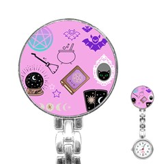 Pastel Goth Witch Pink Stainless Steel Nurses Watch by NerdySparkleGoth