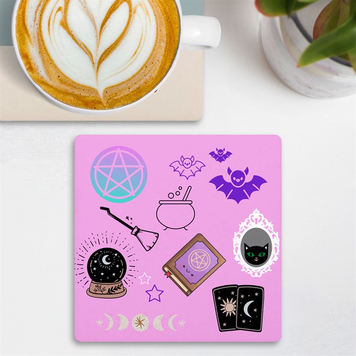 Pastel Goth Witch Pink UV Print Square Tile Coaster 