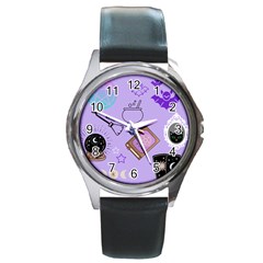 Pastel Goth Witch Purple Round Metal Watch by NerdySparkleGoth