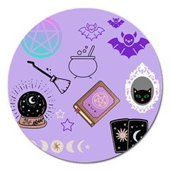 Pastel Goth Witch Purple Magnet 5  (round) by NerdySparkleGoth