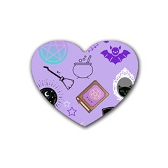 Pastel Goth Witch Purple Rubber Coaster (heart) by NerdySparkleGoth