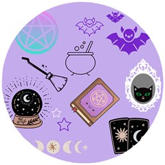 Pastel Goth Witch Purple Wooden Puzzle Round by NerdySparkleGoth