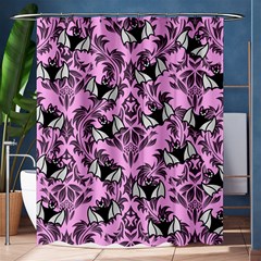 Pink Bats Shower Curtain 60  X 72  (medium)  by NerdySparkleGoth