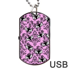 Pink Bats Dog Tag Usb Flash (two Sides) by NerdySparkleGoth