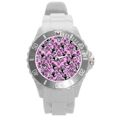 Pink Bats Round Plastic Sport Watch (l)