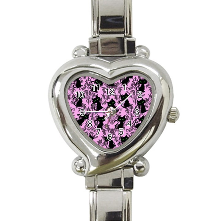 Pink Cats Heart Italian Charm Watch