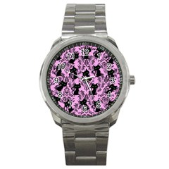 Pink Cats Sport Metal Watch by NerdySparkleGoth