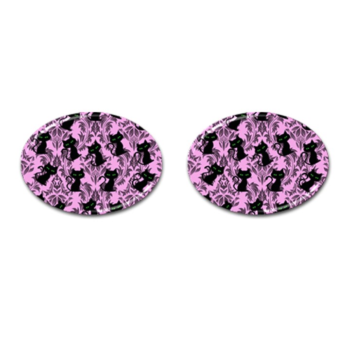 Pink Cats Cufflinks (Oval)