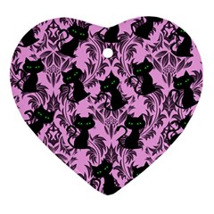 Pink Cats Heart Ornament (two Sides) by NerdySparkleGoth