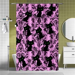 Pink Cats Shower Curtain 48  X 72  (small)  by NerdySparkleGoth