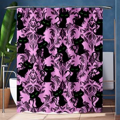 Pink Cats Shower Curtain 60  X 72  (medium)  by NerdySparkleGoth