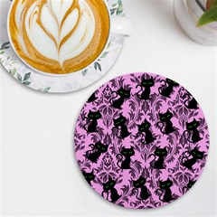 Pink Cats Uv Print Round Tile Coaster by NerdySparkleGoth