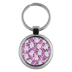 Pink Ghosts Key Chain (round) by NerdySparkleGoth