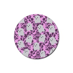 Pink Ghosts Rubber Round Coaster (4 pack)