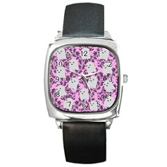 Pink Ghosts Square Metal Watch