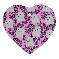 Pink Ghosts Heart Ornament (two Sides) by NerdySparkleGoth