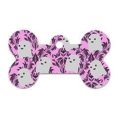 Pink Ghosts Dog Tag Bone (Two Sides)