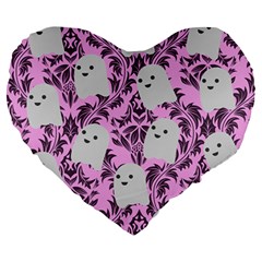 Pink Ghosts Large 19  Premium Heart Shape Cushions