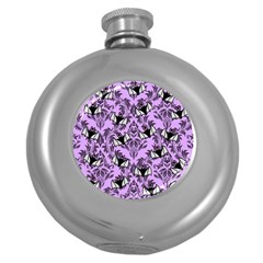 Purple Bats Round Hip Flask (5 Oz) by NerdySparkleGoth