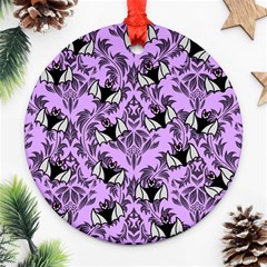 Purple Bats Round Ornament (two Sides) by NerdySparkleGoth