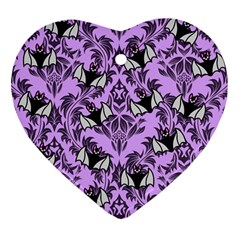 Purple Bats Heart Ornament (two Sides) by NerdySparkleGoth