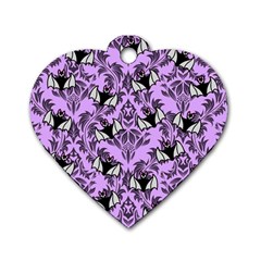 Purple Bats Dog Tag Heart (one Side) by NerdySparkleGoth