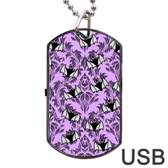 Purple Bats Dog Tag Usb Flash (two Sides) by NerdySparkleGoth