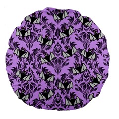 Purple Bats Large 18  Premium Flano Round Cushions by NerdySparkleGoth