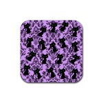 Purple Cats Rubber Coaster (Square) Front