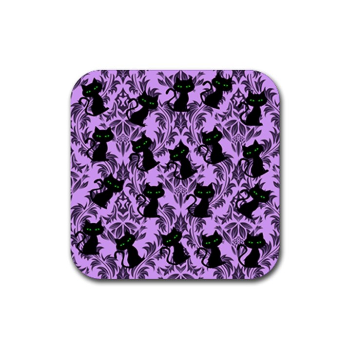 Purple Cats Rubber Coaster (Square)