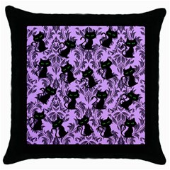 Purple Cats Throw Pillow Case (black) by NerdySparkleGoth