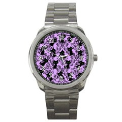 Purple Cats Sport Metal Watch by NerdySparkleGoth