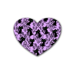 Purple Cats Rubber Heart Coaster (4 Pack) by NerdySparkleGoth