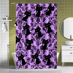 Purple Cats Shower Curtain 48  X 72  (small)  by NerdySparkleGoth