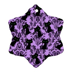 Purple Cats Snowflake Ornament (two Sides) by NerdySparkleGoth