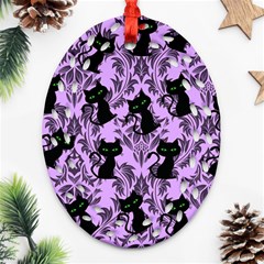 Purple Cats Ornament (oval Filigree) by NerdySparkleGoth