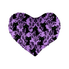 Purple Cats Standard 16  Premium Heart Shape Cushions by NerdySparkleGoth