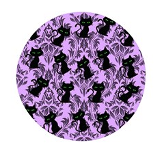 Purple Cats Mini Round Pill Box