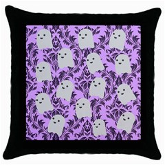 Purple Ghosts Throw Pillow Case (black) by NerdySparkleGoth