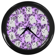 Purple Ghosts Wall Clock (black) by NerdySparkleGoth